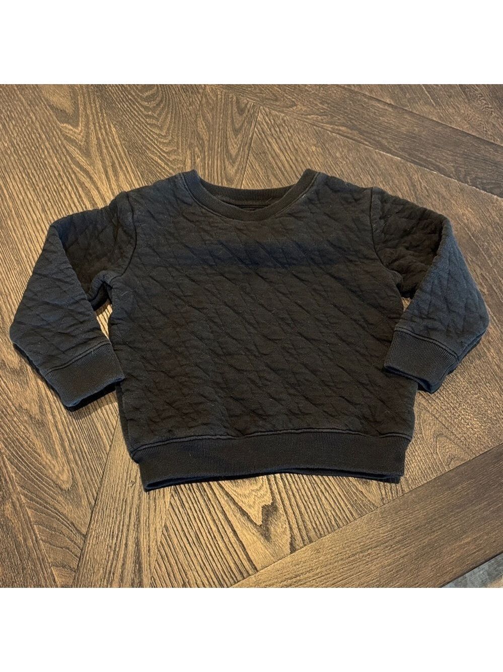 Cat & Jack Black Quilted Crewneck Pullover
